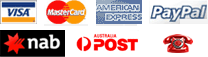 Visa | Mastercard | American Express | Paypal | NAB | Australia Post