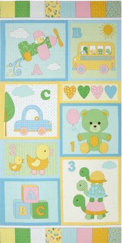 Baby Ducks Turtles ABC Pastel Bundle of Joy Quilting Fabric Panel