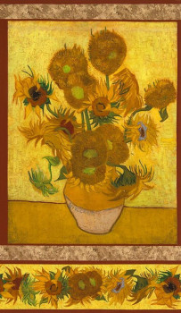 Sunflowers Vincent Van Gogh Flowers Quilting Fabric Panel