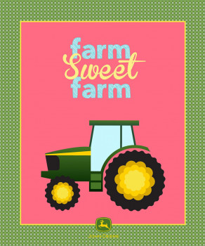 John Deere Tractor Farm Sweet Farm Girls Quilt Fabric Panel 