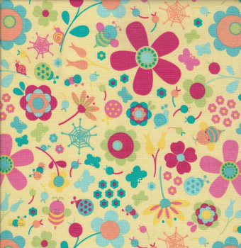 Flowers on Yellow Quilting Fabric