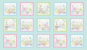 Some Bunny Loves You Easter Eggs Rabbits Quilting Fabric Panel