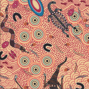 Australian Indigenous Aboriginal Around Waterhole by Nambooka Quilting Fabric