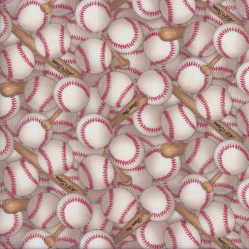 Baseball Balls Bats Home Run All Stars Sport Quilting Fabric