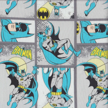 Batman in Action Grey Quilting Fabric