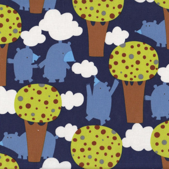 Bears in Wood on Navy Trees Get Together Quilting Fabric