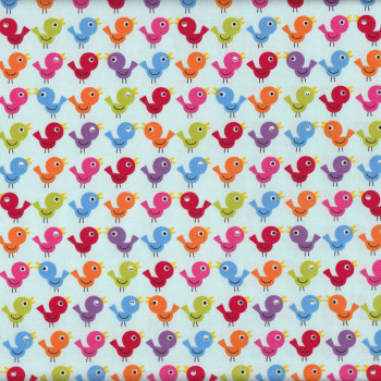Cute Colourful Birds Quilting Fabric