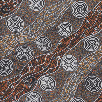 Aboriginal Bush Camp by A.Napanangka Quilting Fabric