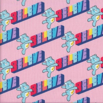 Care Bears Believe on Pink Girls Kids Licensed Quilting Fabric