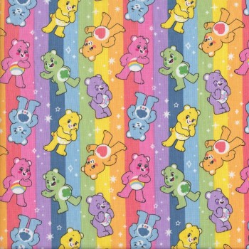 Care Bears Rainbow Stripe Girls Kids Licensed Quilting Fabric