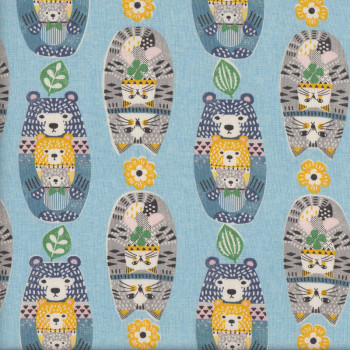 Cute Babushka Cats Fabric