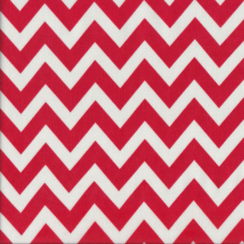 Red and White Chevron Design Zig Zag Quilting Fabric
