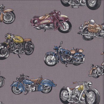 Old Classic Motorcycles Quilting Fabric