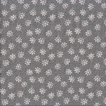 White Daisies on Grey Flowers Quilting Fabric
