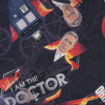 Dr Who on Navy Police Boxes TV Series Sci-Fi Quilting Fabric