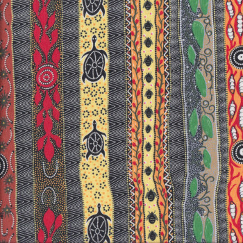 Australian Indigenous Aboriginal Dreaming in One Flame Black by B. Stafford Quilting Fabric 