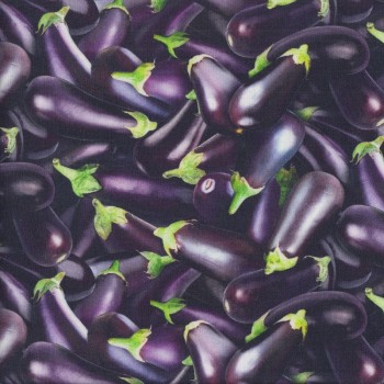 Garden Eggplants Design Vegetable Veggies Vege Quilting Fabric