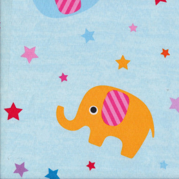  Cute Elephants Stars on Blue Kids EXTRA WIDE Quilting Fabric