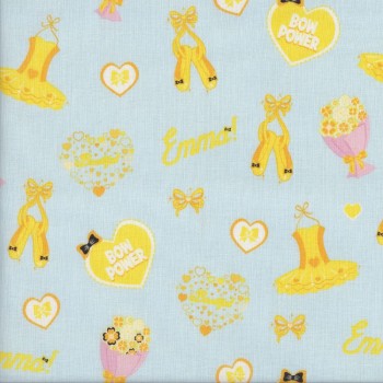 The Wiggles Emma Bow Power Ballet on Blue Girls Licensed Quilting Fabric