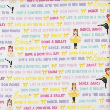 The Wiggles Emma in Tutu on White Girls Licensed Quilting Fabric