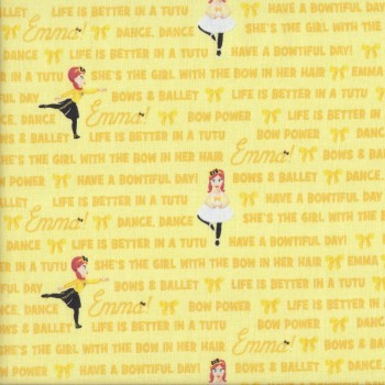 The Wiggles Emma in Tutu on Yellow Girls Licensed Quilting Fabric
