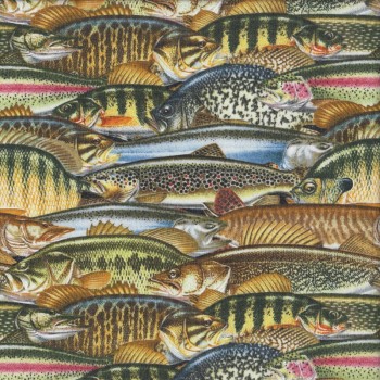 Fish Ocean Trout Fishing Keep it Reel Mens Quilting Fabric
