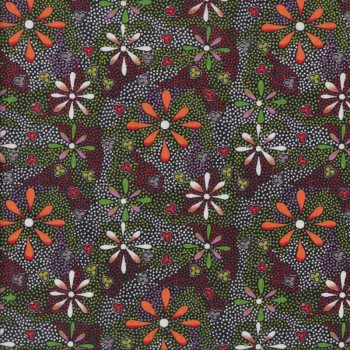 Australian Indigenous Aboriginal Flowers in the Desert by L. Doolan Quilting Fabric