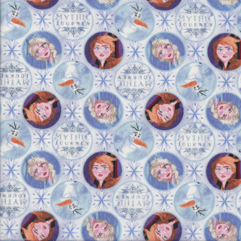 Frozen Elsa and Anna Mythic Journey Snowflakes Licensed Quilting Fabric