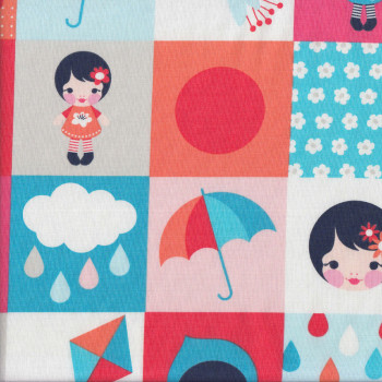 Girls Umbrellas Quilting Fabric