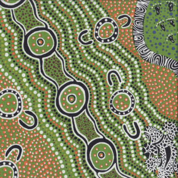Australian Aboriginal Goanna Dreaming Footprints by Heather Kennedy Quilting Fabric