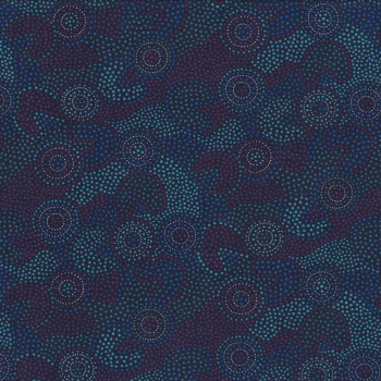 Australian Aboriginal Gooloo Blue Green Dot Quilting Fabric