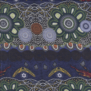 Australian Indigenous Aboriginal Home Country Green by T. Murray Quilting Fabric