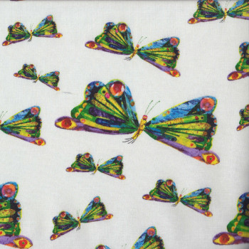 Colourful Butterflies on White Quilting Fabric