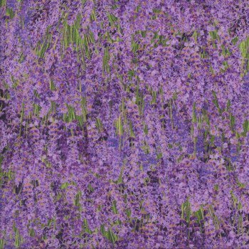 Lavender Flowers in Fields Floral Landscape Quilting Fabric