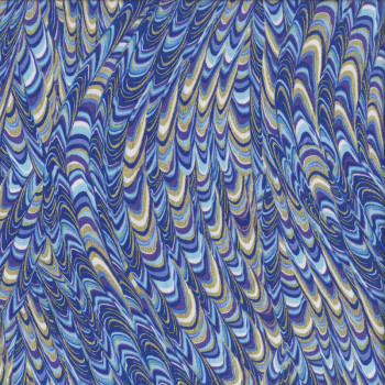 Blue Marbelized Wings Quilting Fabric