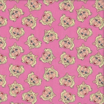Muppets Little Miss Piggy on Pink Licensed Quilting Fabric