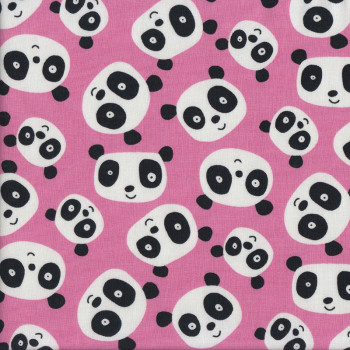 Cute Black and White Pandas on Pink Quilting Fabric