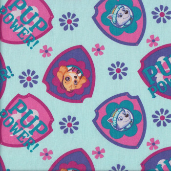 Paw Patrol Pup Power on Blue Everest Skye Girls Quilting Fabric