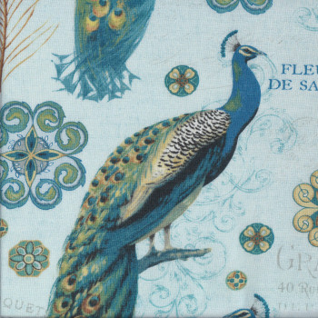 Large Peacocks Quilting Fabric