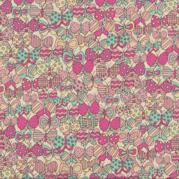 Pink Aqua Butterflies on Cream Fabric