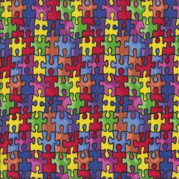 Colourful Autism Awareness Puzzle Quilting Fabric