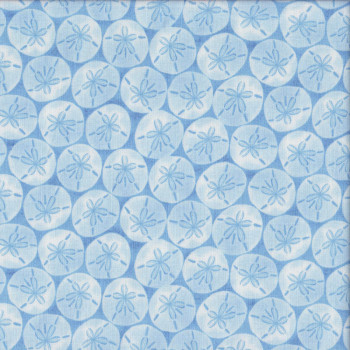 Sand Dollars on Blue Quilting Fabric  