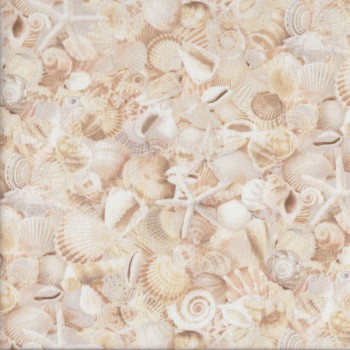 Sea Shells Starfish Beach Sand Landscape Quilting Fabric