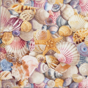 Beautiful Shells Starfish Beach Ocean Sea Quilting Fabric