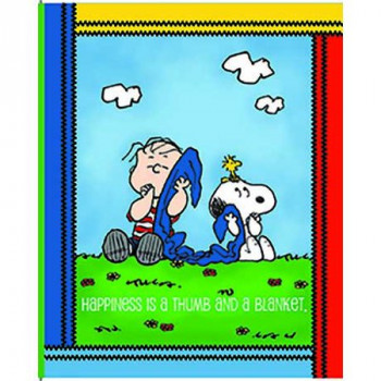 Snoopy and Linus Happiness Kids Licensed Quilting Fabric Panel 