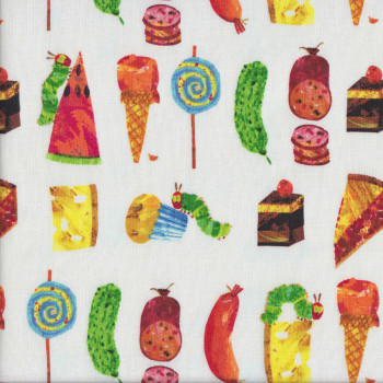 Very Hungry Caterpillar Fruit Cake Cheese Food Kids Quilting Fabric