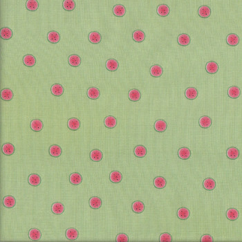 Tiny Watermelons on Green Quilting Fabric