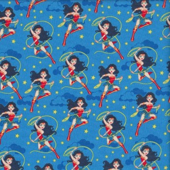 Wonder Woman on Blue DC Comics Girls Licensed Quilting Fabric