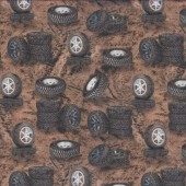 Four Wheel Drive Wheels and Tyres 4WD Fanatics Quilting Fabric See Description