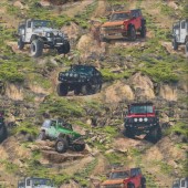 Four Wheel Drives in Action Jeep 4WD Fanatics Quilting Fabric See Description
